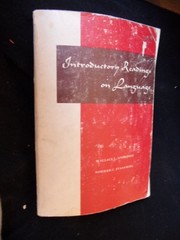 Cover of: Introductory readings on language by Wallace Ludwig Anderson