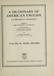 Cover of: A dictionary of American English on historical principles