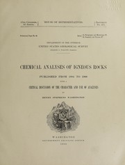 Cover of: Chemical analyses of igneous rocks published from 1884 to 1900, with a critical discussion of the character and use of analyses