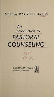 Cover of: An introduction to pastoral counseling.