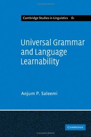 Universal Grammar and language learnability by Anjum P. Saleemi