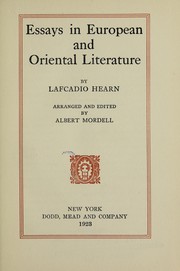 Cover of: Essays in European and oriental literature by Lafcadio Hearn
