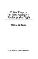 Cover of: Critical essays on F. Scott Fitzgerald's Tender is the night by [edited by] Milton R. Stern.