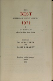 Cover of: The Best American Short Stories 1971: and the Yearbook of the American short story.