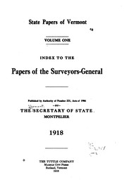 Cover of: State Papers of Vermont