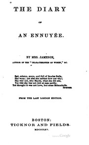 The diary of an ennuyée by Mrs. Anna Jameson