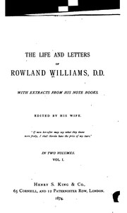 Cover of: The Life and Letters of Rowland Williams, D.D.: With Extracts from His Note Books