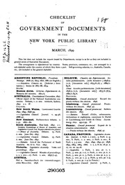 Cover of: Checklist of Government Documents in the New York Public Library: March, 1899