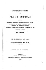 Cover of: Introductory Essay to the Flora Indica: Including Preliminary Observations ...