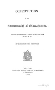 Cover of: Constitution of the Commonwealth of Massachusetts: Published in Conformity to a Resolve of the ...