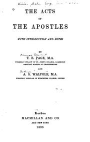 Cover of: The Acts of the Apostles by Thomas Ethelbert Page , Arthur Sumner Walpole
