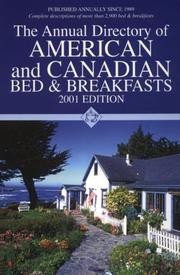Cover of: The Annual Directory of American and Canadian Bed and Breakfasts (Annual Directory of American and Canadian Bed and Breakfasts, 2001)