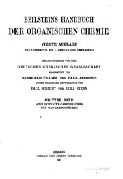 Cover of: Beilsteins Handbuch der organischen Chemie: Drittes Ergänzungswerk. Die ...