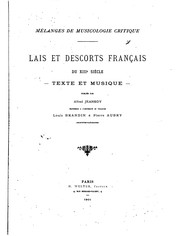 Cover of: Lais et descorts français du 13e siècle. Texte et musique.: Texte et musique by Alfred Jeanroy, Louis Maurice Brandin , Louis Brandin , Pierre Aubry