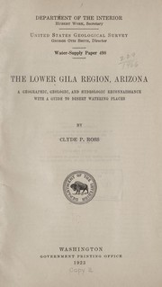 Cover of: The Lower Gila Region, Arizona: A geographic, geologic, and hydrologic reconnaissance with a guide to desert watering places