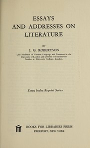 Cover of: Essays and addresses on literature.