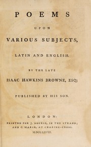 Cover of: Poems upon various subjects, Latin and English