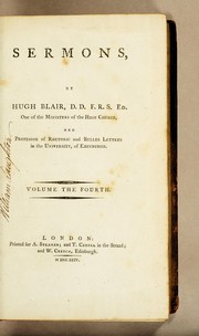 Cover of: Sermons: by Hugh Blair, ... Volume the fourth