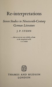 Cover of: Re-interpretations: seven studies in nineteenth-century German literature