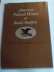 Cover of: American political history as social analysis essays