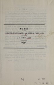 Cover of: Notes on the Shimer, Dreisbach, and Boyer families