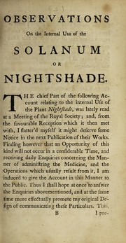 Observations on the internal use of the solanum or nightshade by Gataker, Thomas