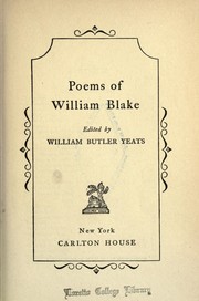 Cover of: Poems of William Blake