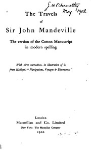 Cover of: The travels of Sir John Mandeville: the version of the Cotton manuscript in ...