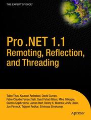 Cover of: Pro .NET 1.1 Remoting, Reflection, and Threading