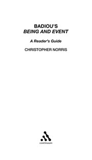 Cover of: Badiou's Being and event by Christopher Norris