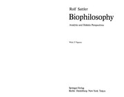 Biophilosophy by R. Sattler