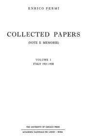 Cover of: Collected Papers of Enrico Fermi Italy, 1921-38