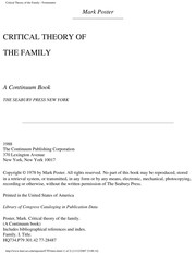 Cover of: Critical theory of the family