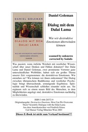 Dialog mit dem Dalai Lama by Daniel Goleman
