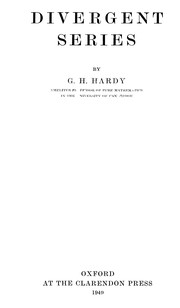 Cover of: Divergent series by G. H. Hardy