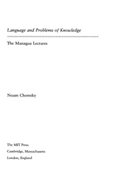 Cover of: Language and problems of knowledge: the Managua lectures