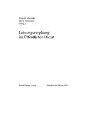 Leistungsvergütung im Öffentlichen Dienst by Wenzel Matiaske
