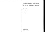 Cover of: The melodramatic imagination by Peter Brooks