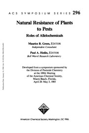 Cover of: Natural resistance of plants to pests: roles of allelochemicals