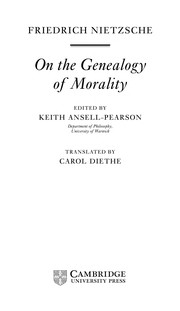 Cover of: On the genealogy of morality by Friedrich Nietzsche