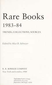 Cover of: Rare books, 1983-84: trends, collections, sources