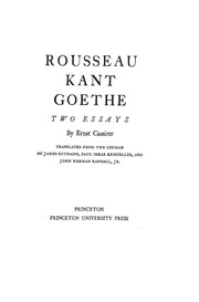 Cover of: Rousseau, Kant, Goethe: two essays
