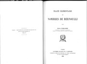 Cover of: Traité élémentaire des nombres de Bernoulli