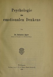 Cover of: Psychologie des emotionalen Denkens