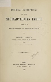 Cover of: Building inscriptions of the Neo-Babylonian Empire