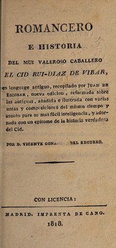 Cover of: Romancero e historia del mui Valeroso caballero El Cid Rui-Diaz de Vibar: en lenguage antiguo