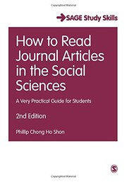 Cover of: How to Read Journal Articles in the Social Sciences (Student Success) by Phillip Chong Ho Shon