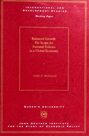 Cover of: Balanced growth: the scope for national policies in a global economy
