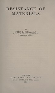 Cover of: Resistance of materials by Fred B. Seely