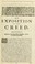 Cover of: An exposition of the Creed.